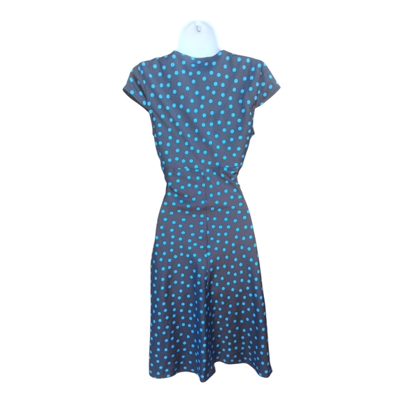 Le Chateau Blue Black Polka Dot Midi Dress Small - Picture 4 of 4